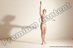 Underwear Gymnastic poses Woman White Moving poses Slim long brown Dynamic poses Academic